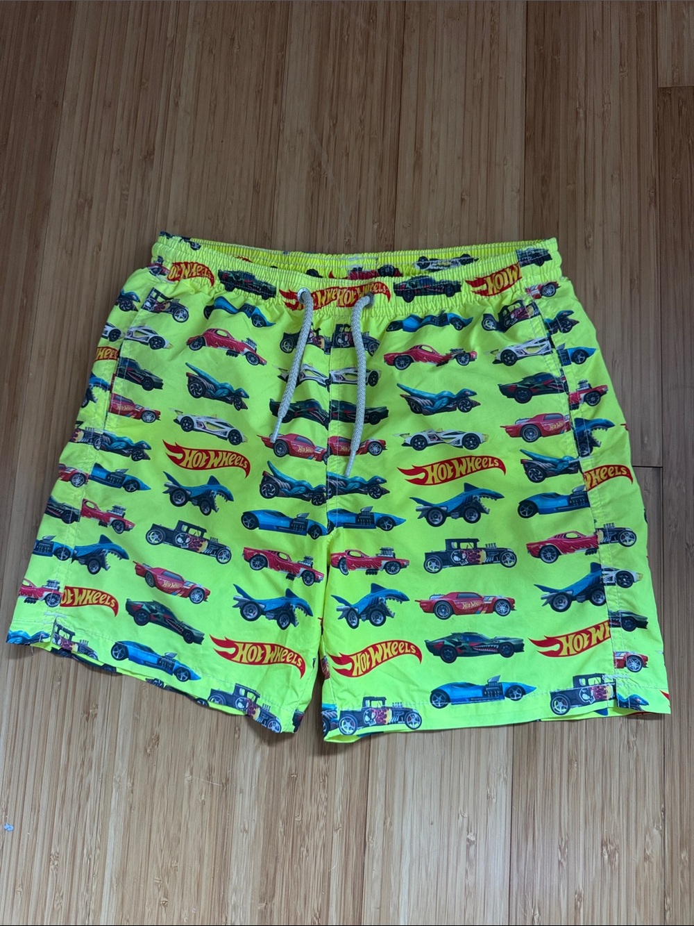 MC2 Saint Barth Neon Yellow Hot Wheels Print Kids Swim Shorts